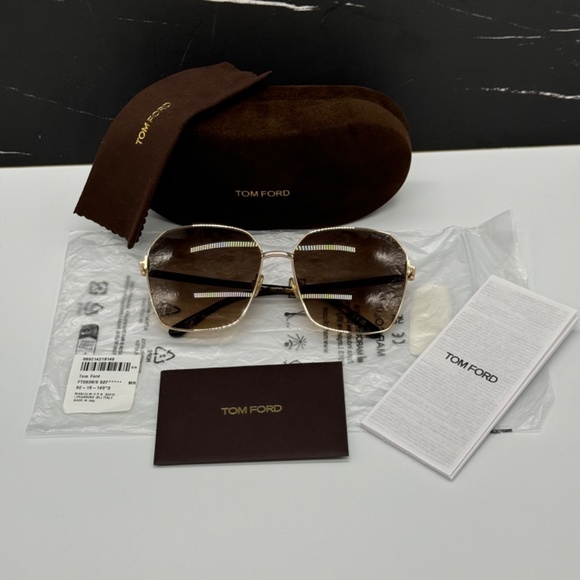 Tom Ford Gold and Brown Sunglasses - Picture 11 of 11